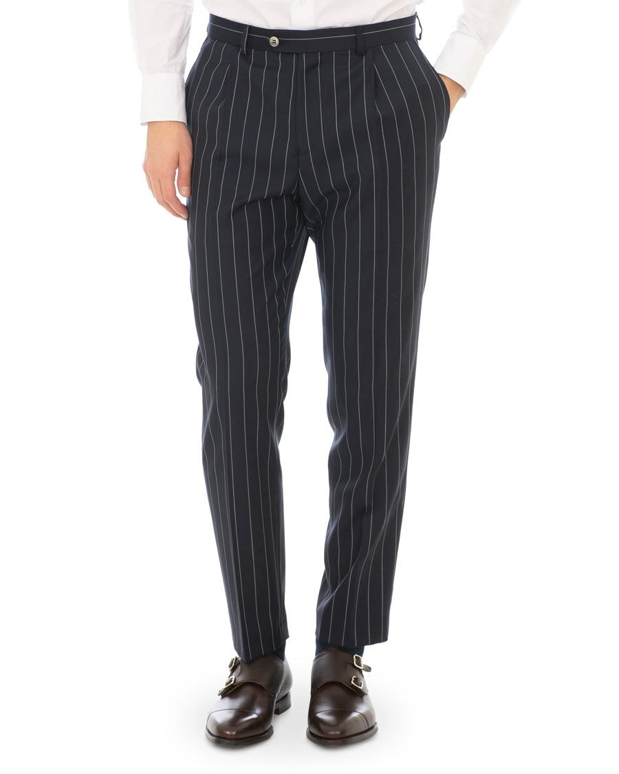 Herr | Kostymer | Oscar Jacobson | Erik Double Breasted Stripe Blazer Navy