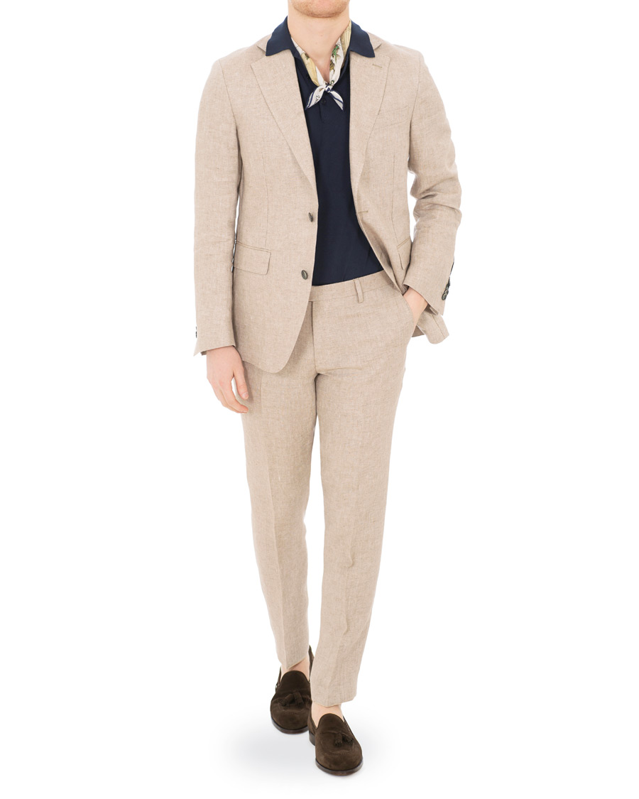 Herr | Kavajer | Oscar Jacobson | Egel Linen Blazer Beige