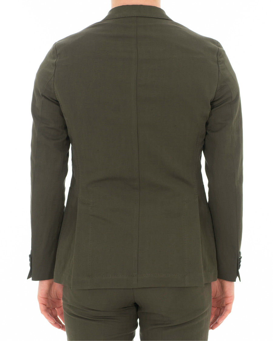 Herr | Kavajer | Oscar Jacobson | Einar Cotton/Linen Herringbone Blazer Olive