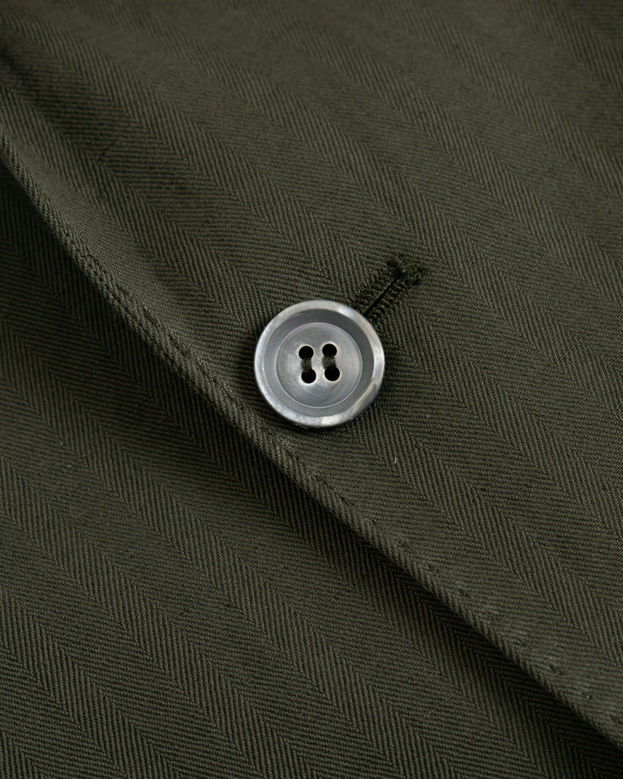 Herr | Kavajer | Oscar Jacobson | Einar Cotton/Linen Herringbone Blazer Olive