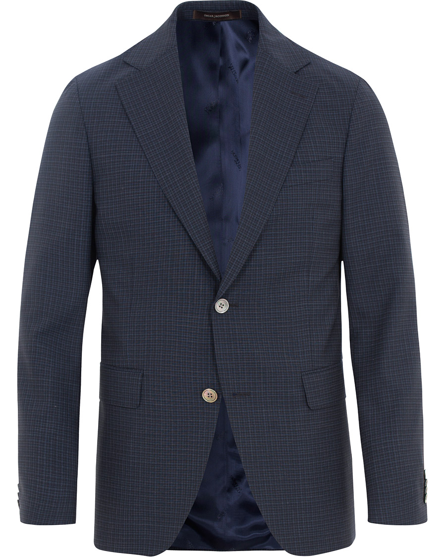 Herr | Kavajer | Oscar Jacobson | Ego Wool Mini Check Blazer Navy