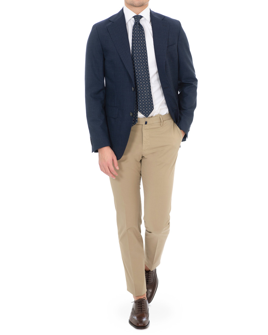 Herr | Kavajer | Oscar Jacobson | Ego Wool Mini Check Blazer Navy