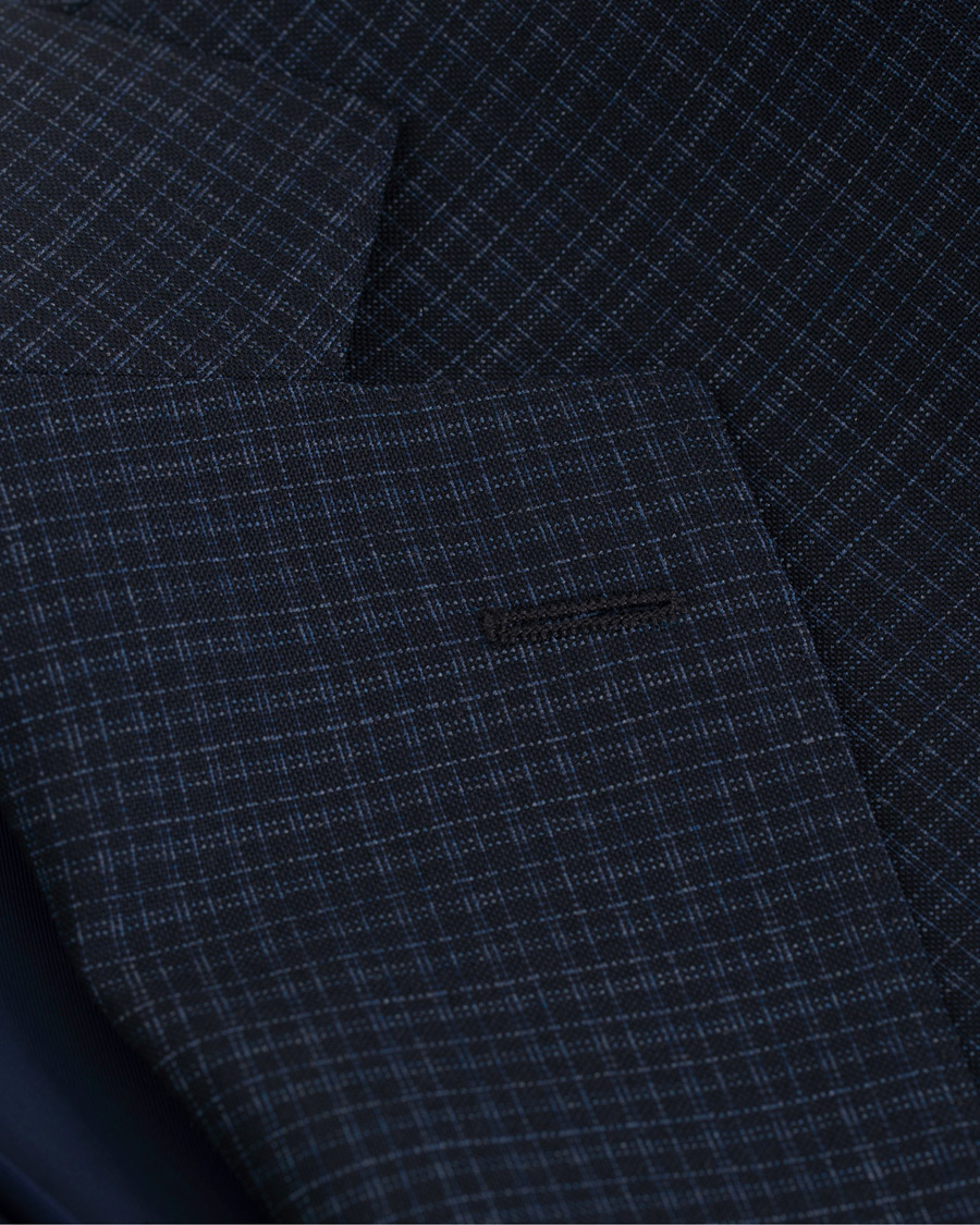 Herr | Kavajer | Oscar Jacobson | Ego Wool Mini Check Blazer Navy