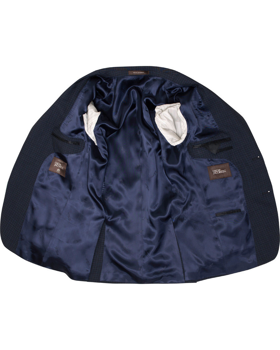 Herr | Kavajer | Oscar Jacobson | Ego Wool Mini Check Blazer Navy
