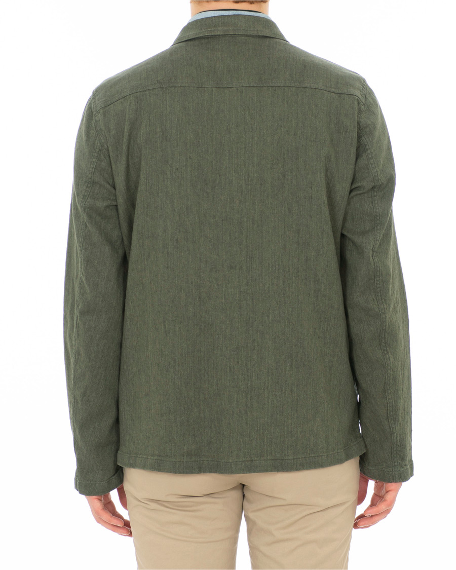 Herr | Skjortor | Oscar Jacobson | Holger Cotton/Linen Shirt Jacket Green