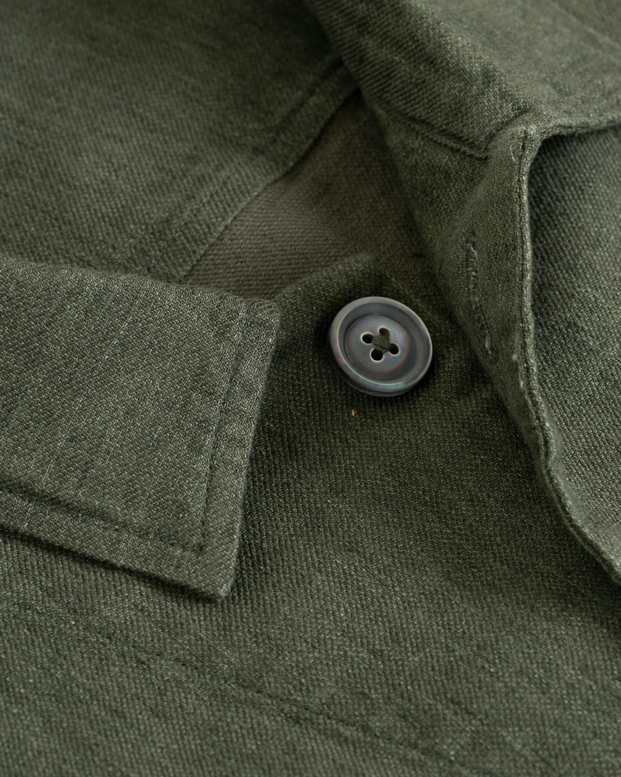 Herr | Skjortor | Oscar Jacobson | Holger Cotton/Linen Shirt Jacket Green