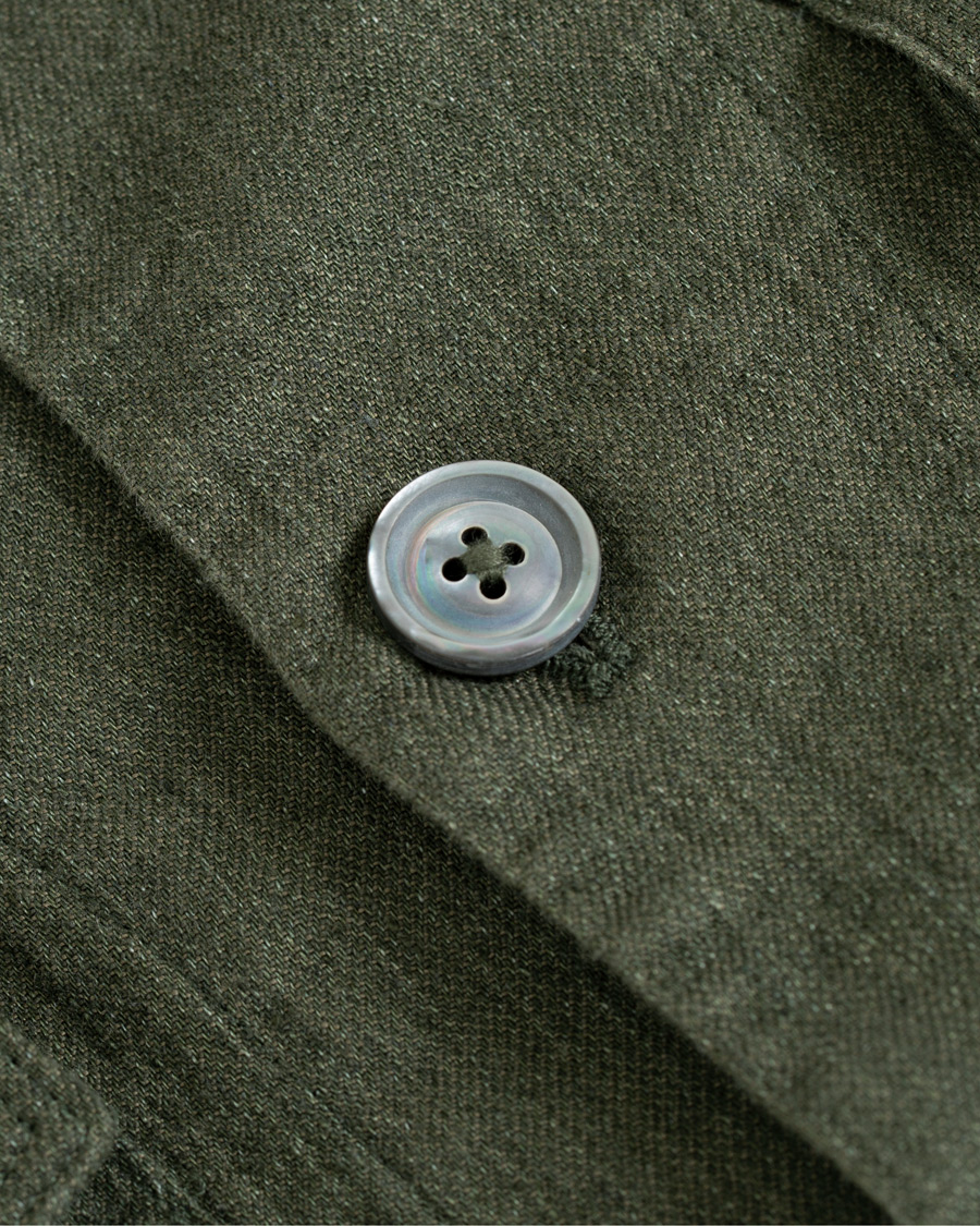Herr | Skjortor | Oscar Jacobson | Holger Cotton/Linen Shirt Jacket Green