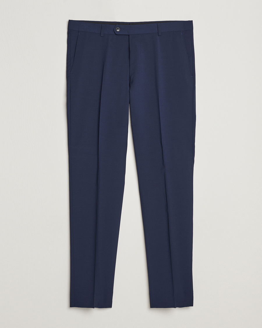 Herr | Byxor | Oscar Jacobson | Denz Wool Stretch Trousers Blue
