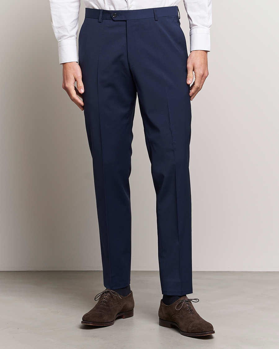 Herr | Oscar Jacobson | Oscar Jacobson | Denz Wool Trousers Mid Blue
