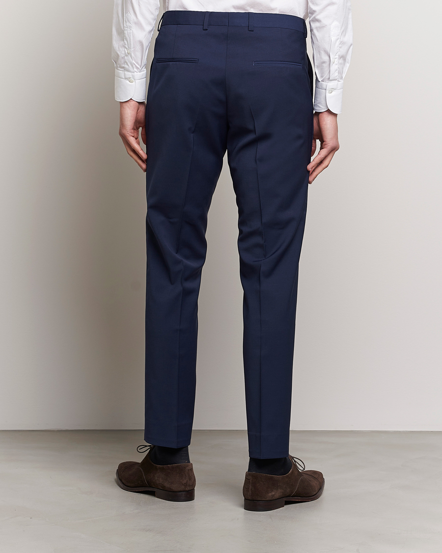 Herr | Byxor | Oscar Jacobson | Denz Wool Stretch Trousers Blue