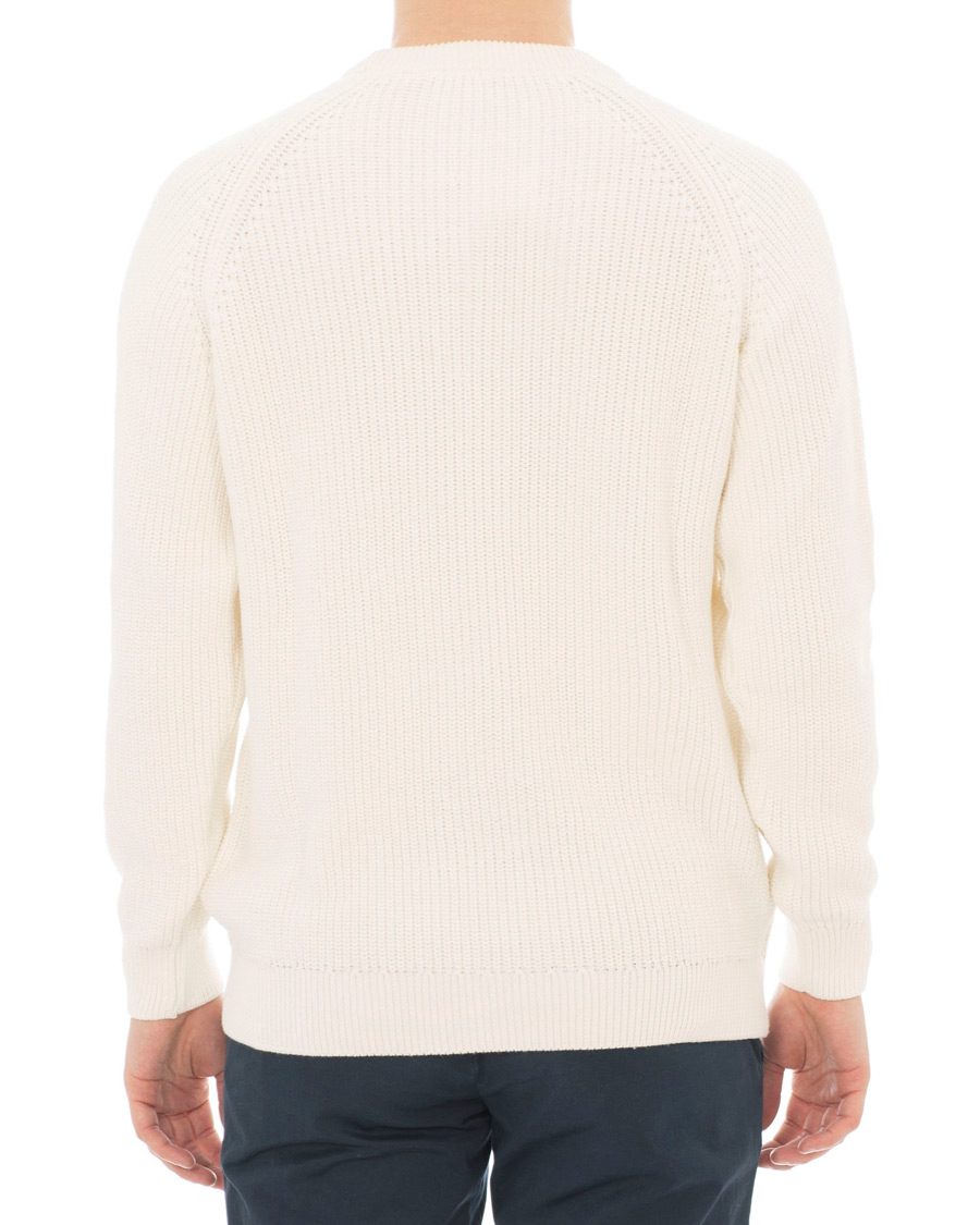 Herr | Tröjor | Sunspel | Long Sleeve Rib Crew Neck Sweater Off White