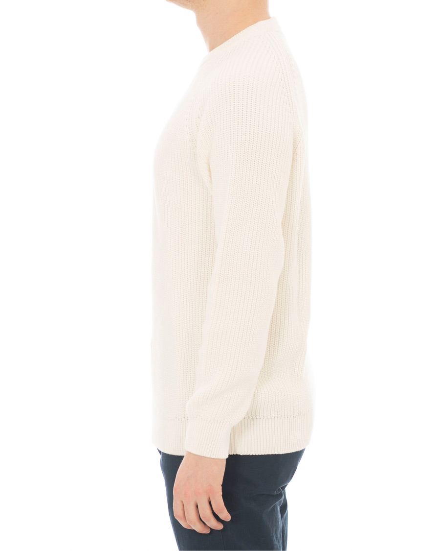 Herr | Tröjor | Sunspel | Long Sleeve Rib Crew Neck Sweater Off White