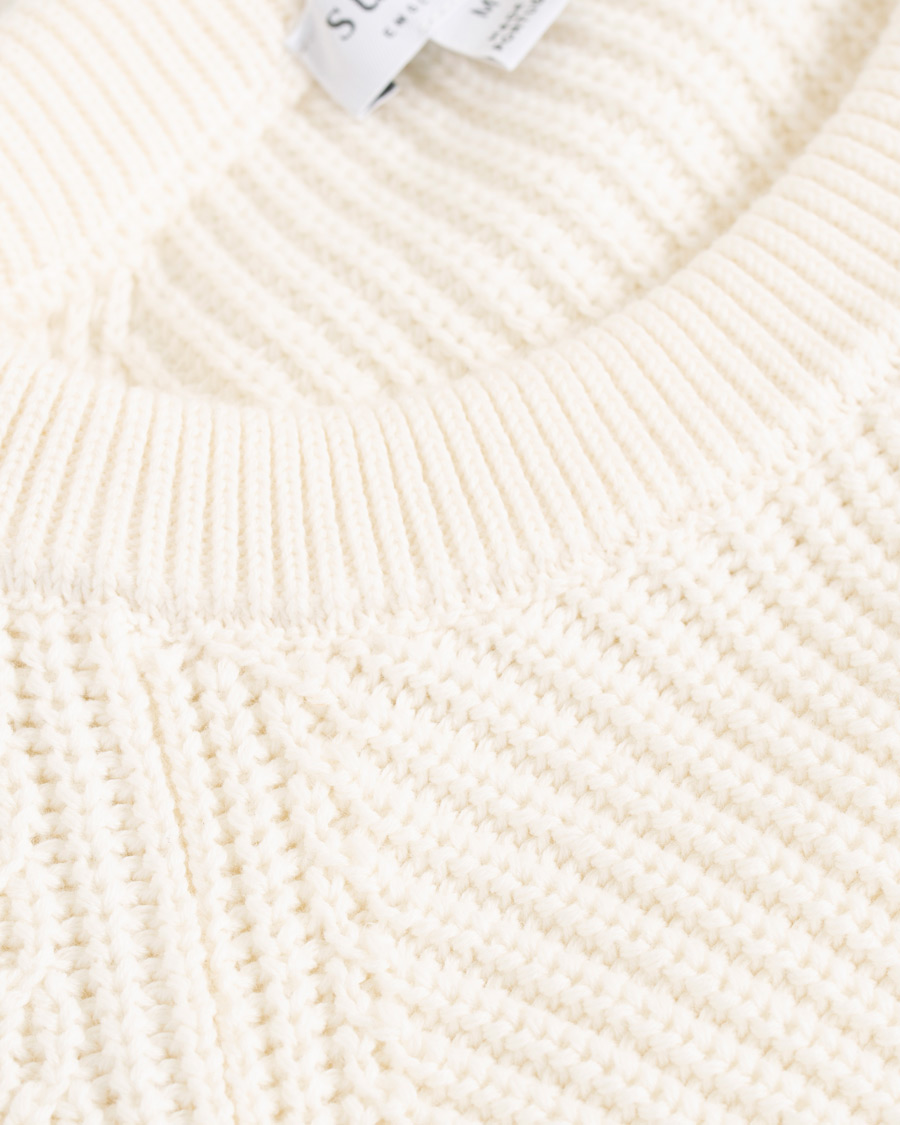 Herr | Tröjor | Sunspel | Long Sleeve Rib Crew Neck Sweater Off White