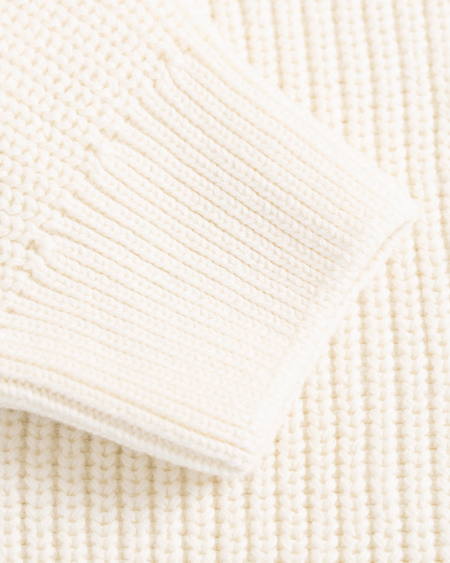 Herr | Tröjor | Sunspel | Long Sleeve Rib Crew Neck Sweater Off White
