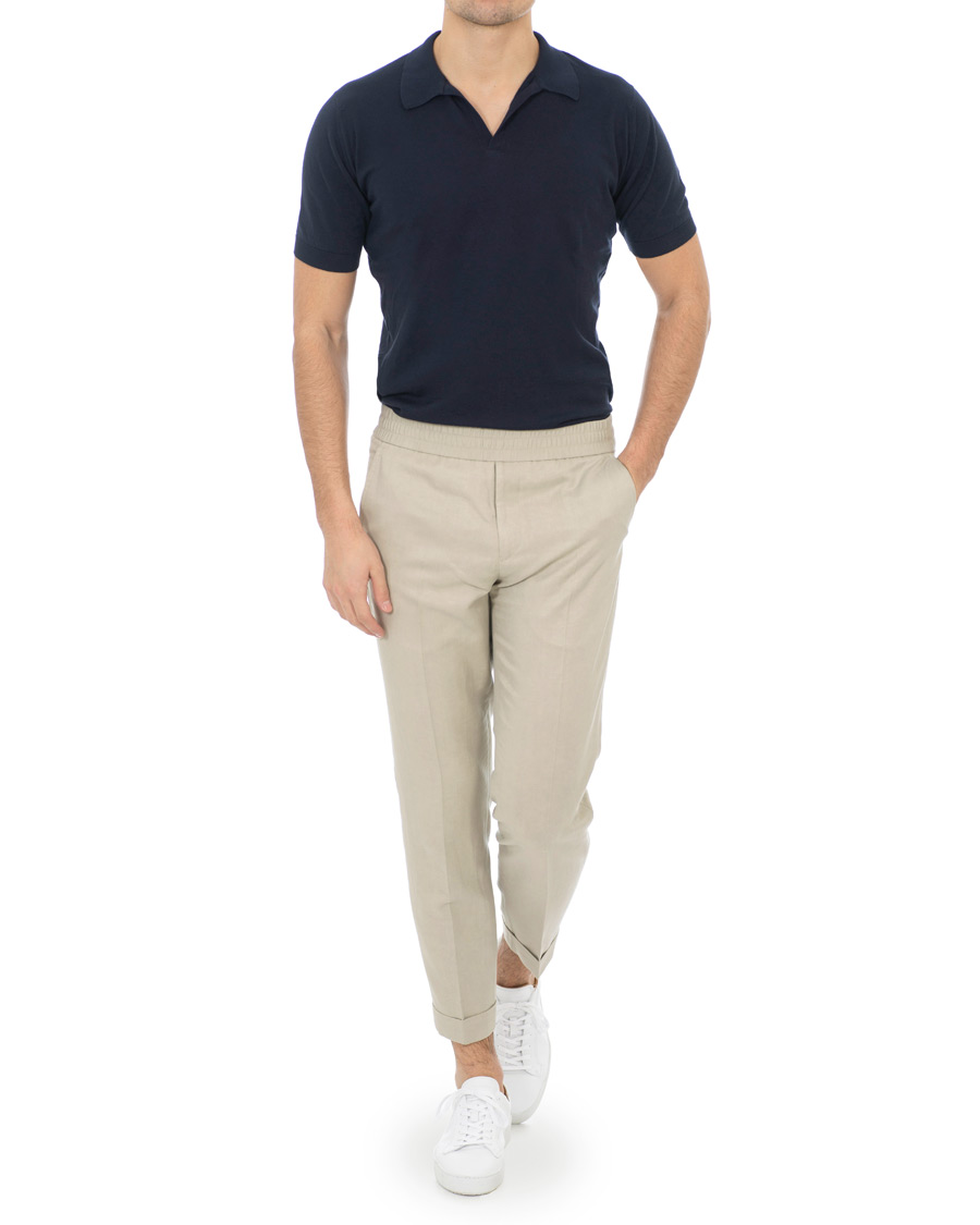 Herr | Byxor | Filippa K | Terry Cropped Linen Slacks Khaki