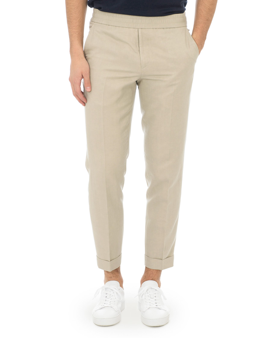 Herr | Byxor | Filippa K | Terry Cropped Linen Slacks Khaki