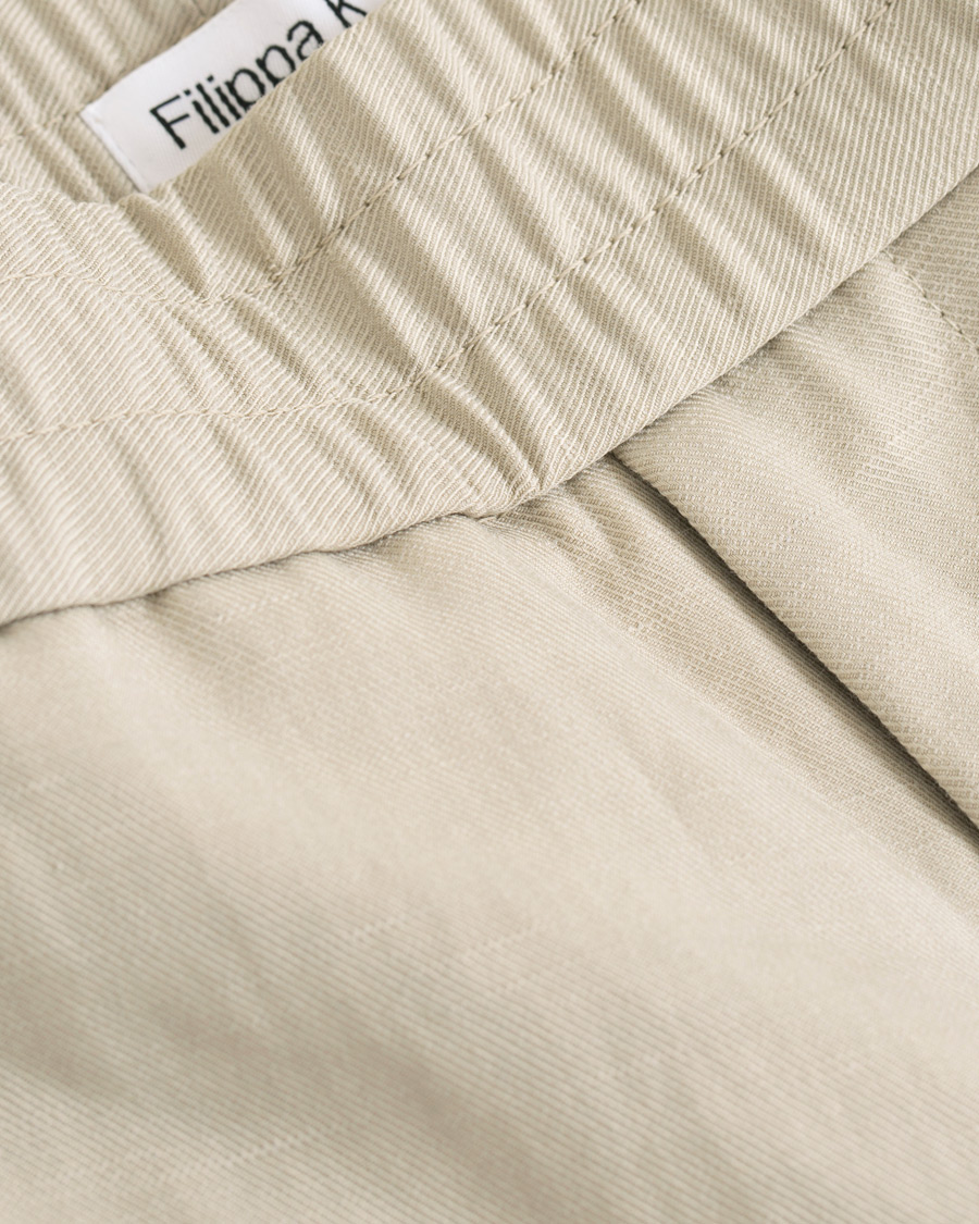 Herr | Byxor | Filippa K | Terry Cropped Linen Slacks Khaki