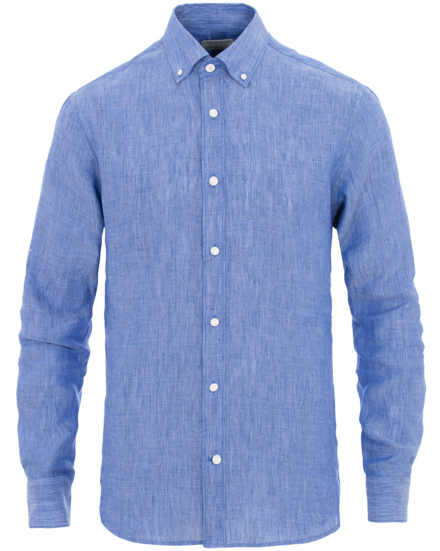 Herr | Skjortor | Tiger of Sweden | Fenald Button Down Linen Shirt Blue