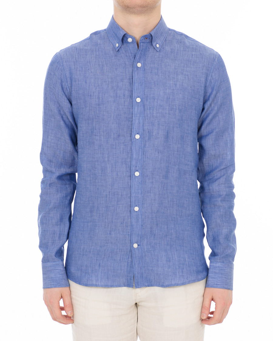 Herr | Skjortor | Tiger of Sweden | Fenald Button Down Linen Shirt Blue