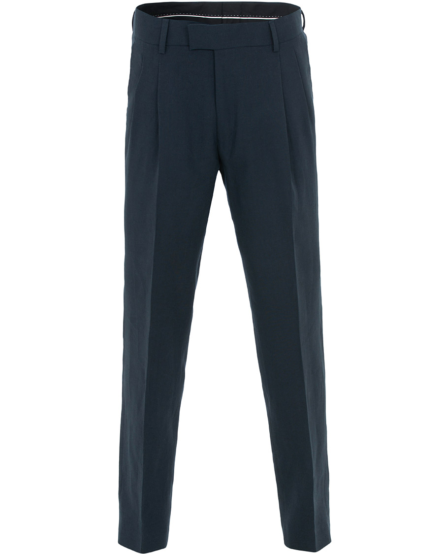 Herr | Byxor | Tiger of Sweden | Trolosa Double Pleated Linen Trousers Navy