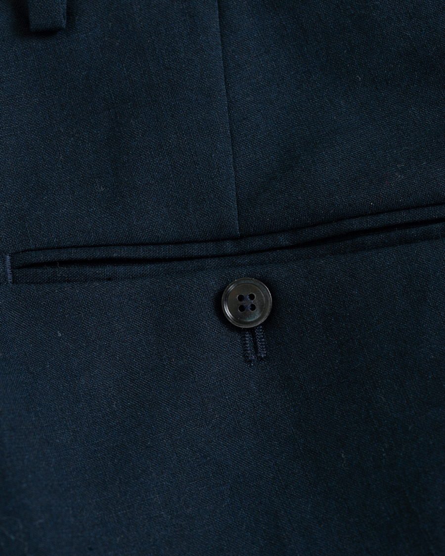 Herr | Byxor | Tiger of Sweden | Trolosa Double Pleated Linen Trousers Navy