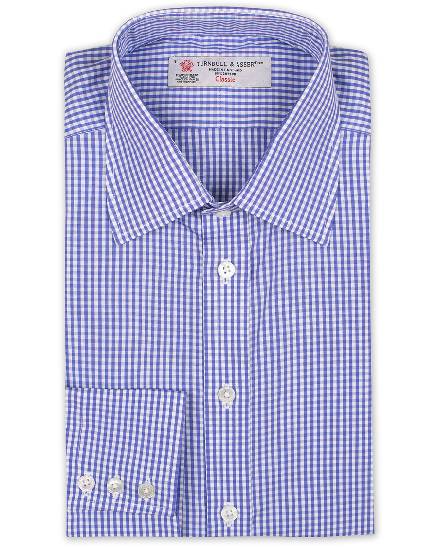 Herr | Skjortor | Turnbull & Asser | Regular Fit Check Poplin Shirt Blue/White