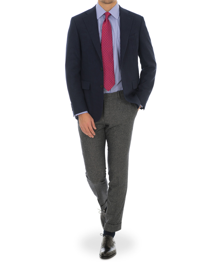 Herr | Skjortor | Turnbull & Asser | Regular Fit Check Poplin Shirt Blue/White