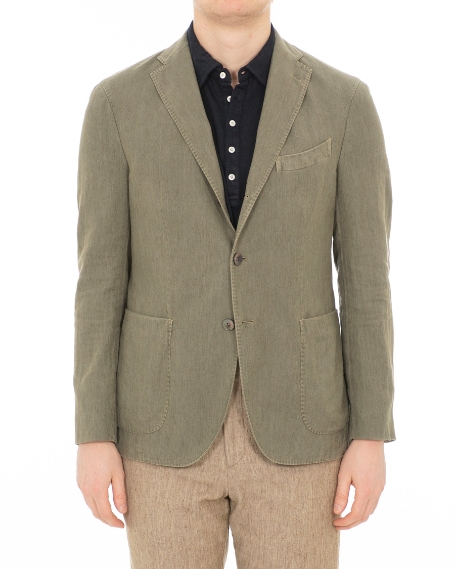 Herr | Kavajer | Boglioli | K Jacket Cotton/Linen Herringbone Blazer Green