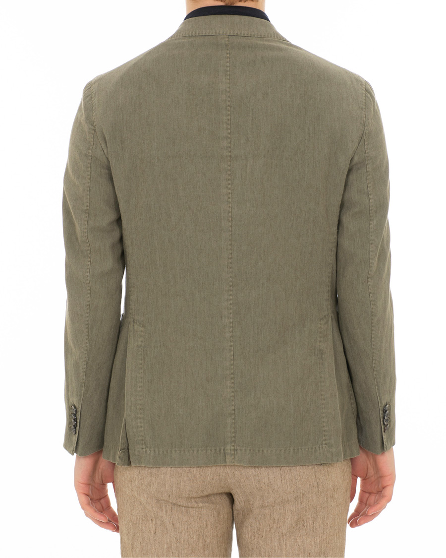 Herr | Kavajer | Boglioli | K Jacket Cotton/Linen Herringbone Blazer Green