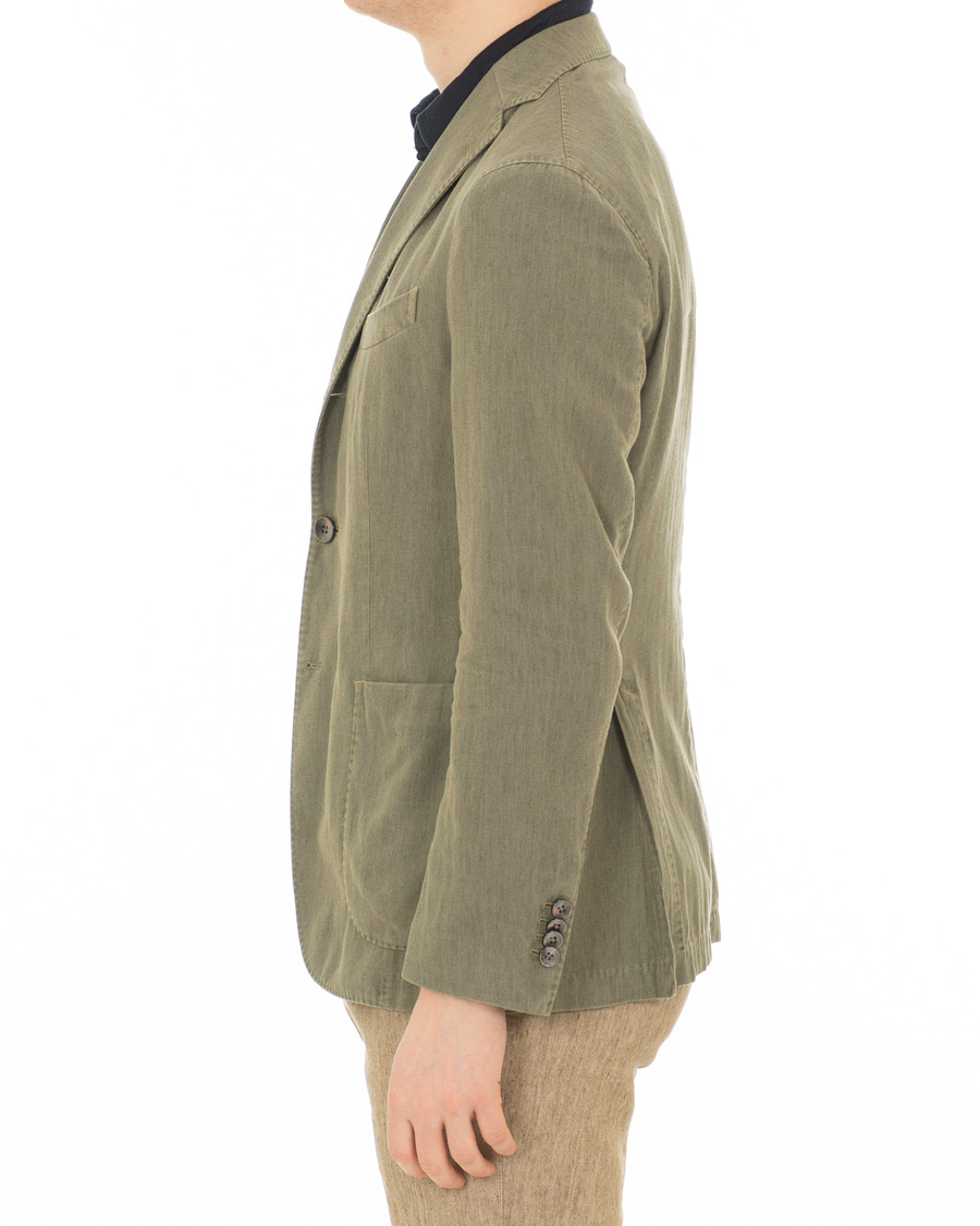Herr | Kavajer | Boglioli | K Jacket Cotton/Linen Herringbone Blazer Green