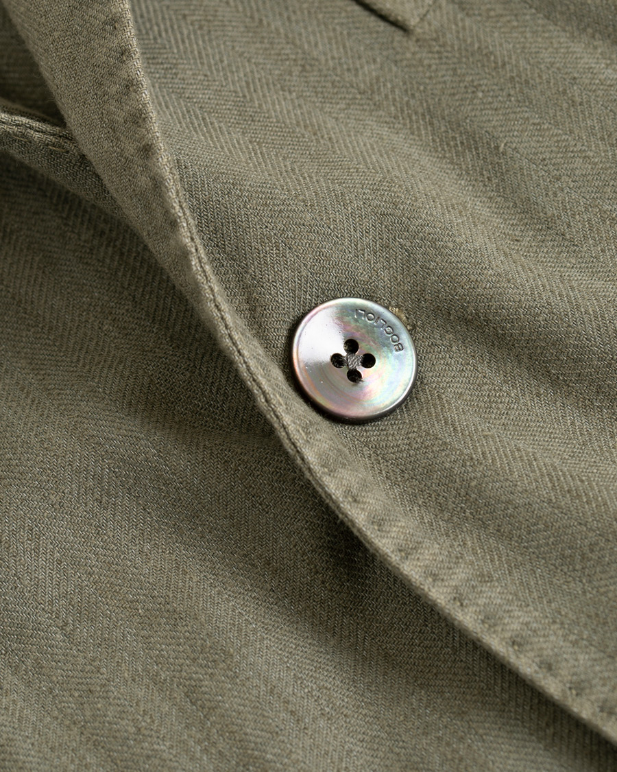 Herr | Kavajer | Boglioli | K Jacket Cotton/Linen Herringbone Blazer Green