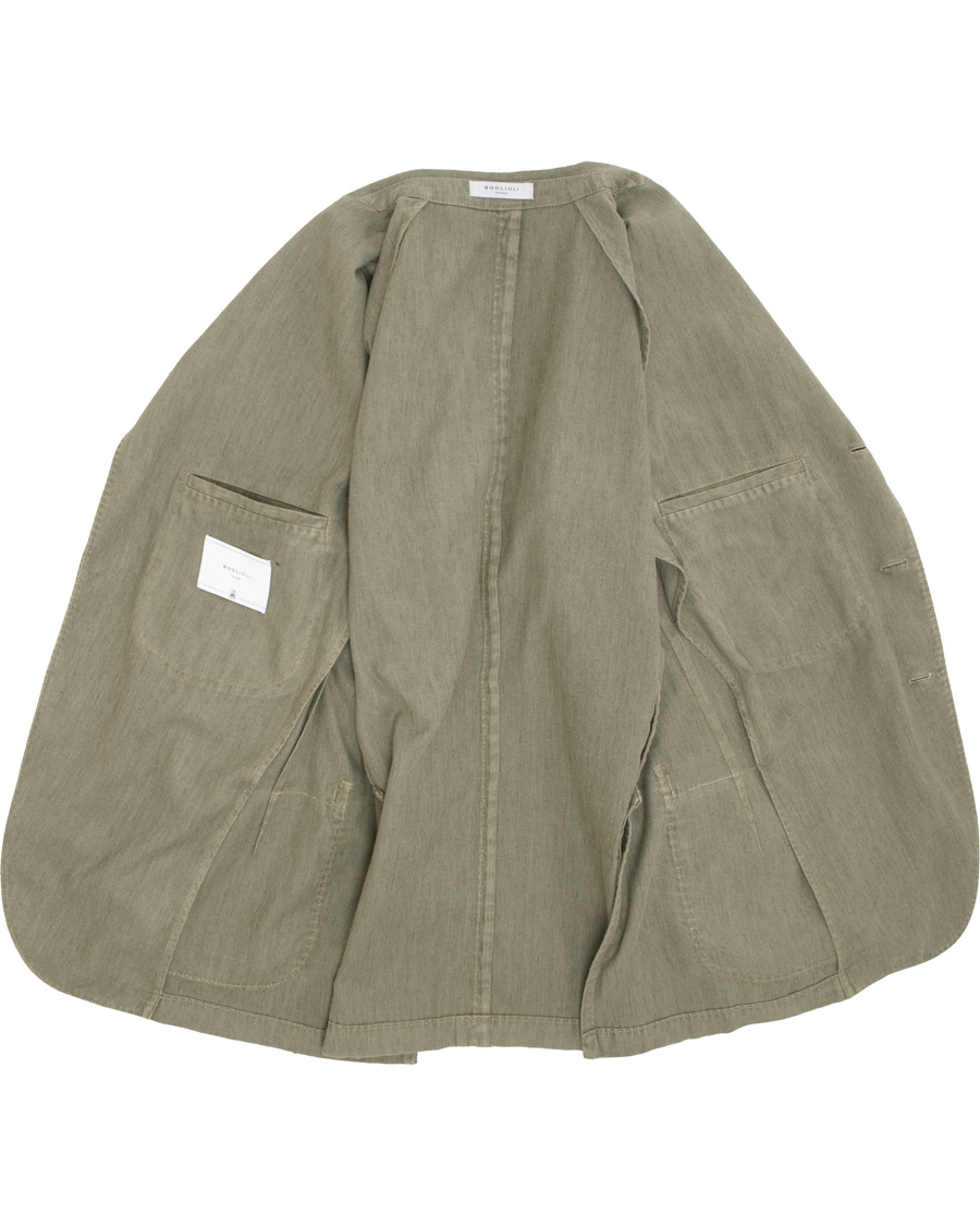 Herr | Kavajer | Boglioli | K Jacket Cotton/Linen Herringbone Blazer Green
