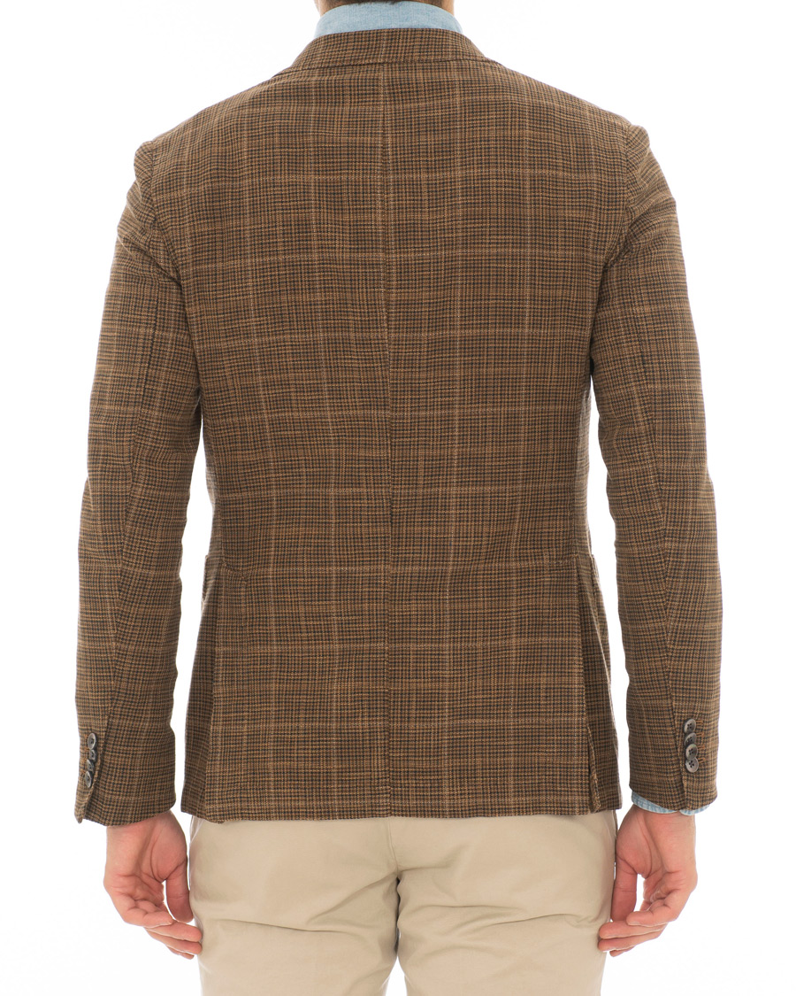 Herr | Kavajer | Boglioli | K Jacket Cotton/Silk Houndstooth Overcheck Blazer Brown