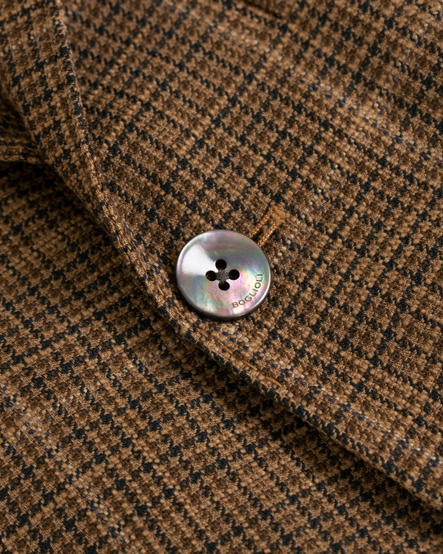 Herr | Kavajer | Boglioli | K Jacket Cotton/Silk Houndstooth Overcheck Blazer Brown