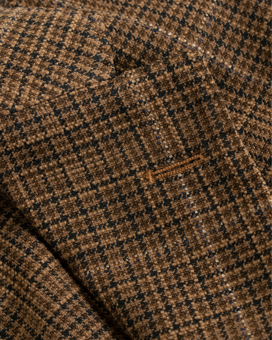 Herr | Kavajer | Boglioli | K Jacket Cotton/Silk Houndstooth Overcheck Blazer Brown