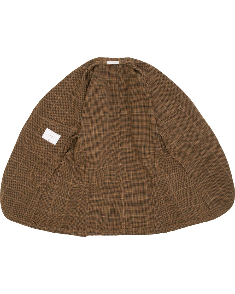 Herr | Kavajer | Boglioli | K Jacket Cotton/Silk Houndstooth Overcheck Blazer Brown