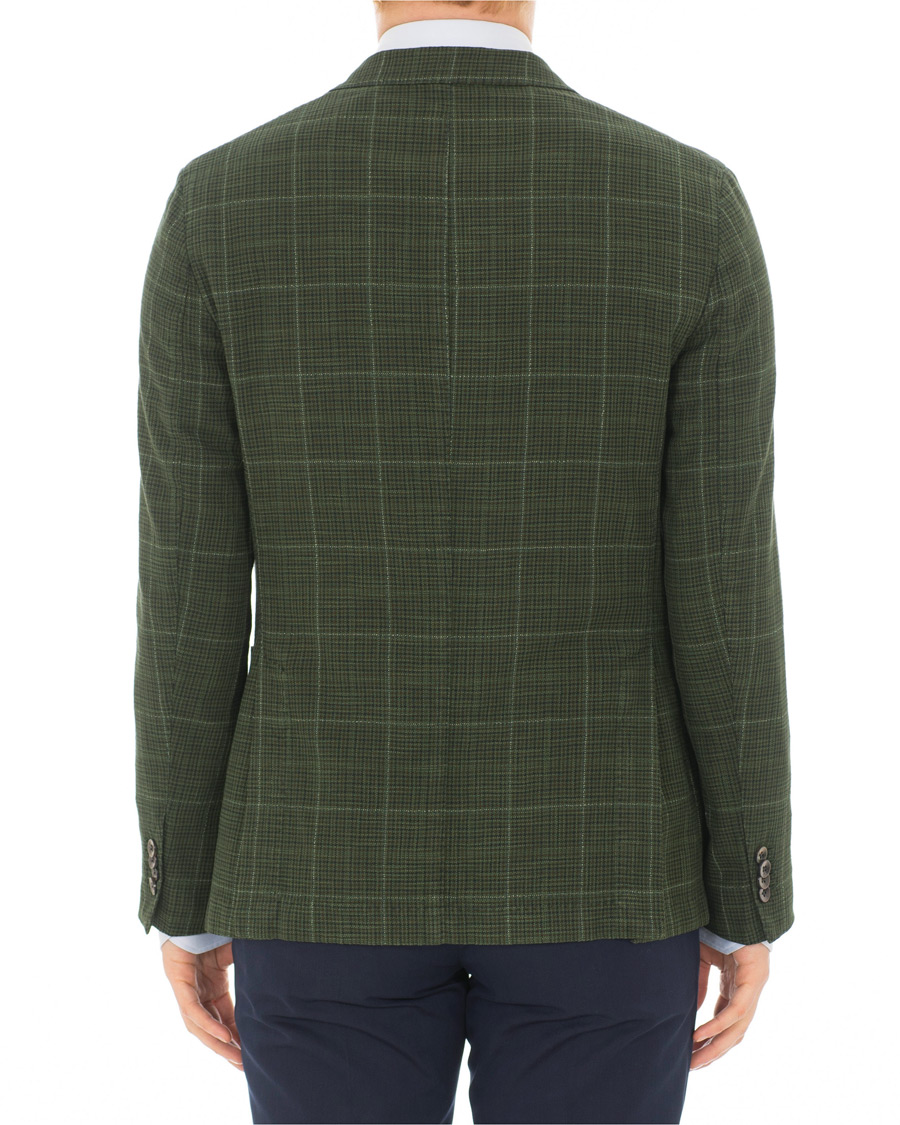 Herr | Kavajer | Boglioli | K Jacket Cotton/Silk Houndstooth Overcheck Blazer Green