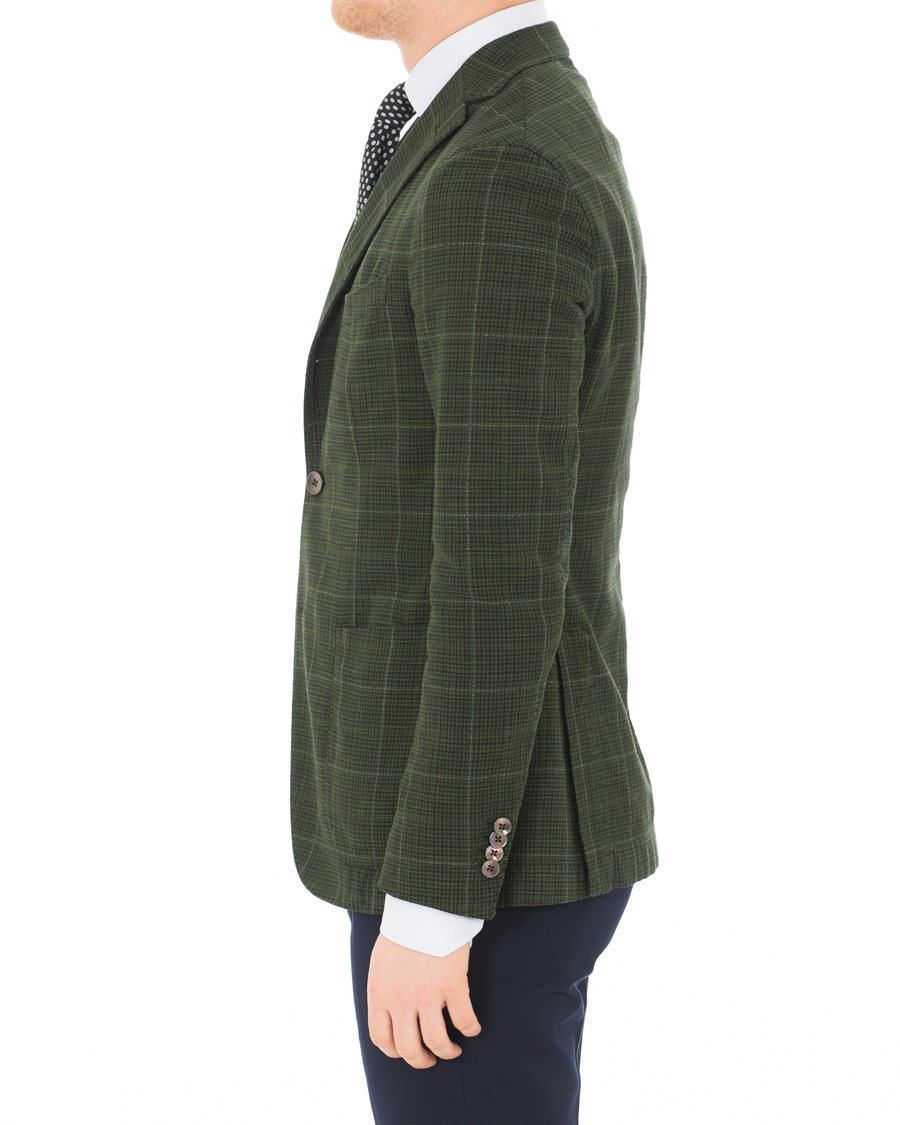 Herr | Kavajer | Boglioli | K Jacket Cotton/Silk Houndstooth Overcheck Blazer Green