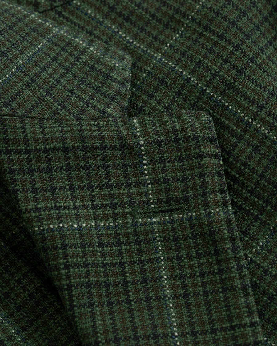 Herr | Kavajer | Boglioli | K Jacket Cotton/Silk Houndstooth Overcheck Blazer Green