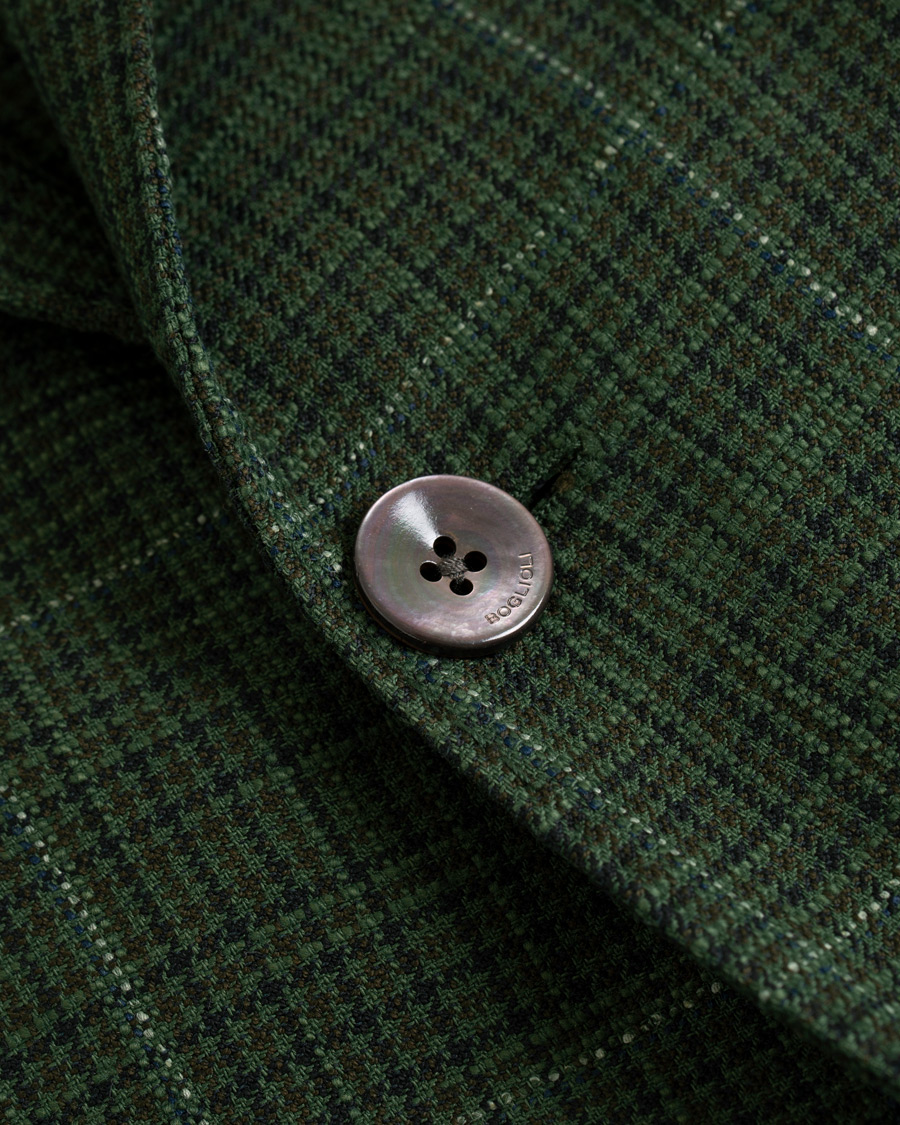 Herr | Kavajer | Boglioli | K Jacket Cotton/Silk Houndstooth Overcheck Blazer Green