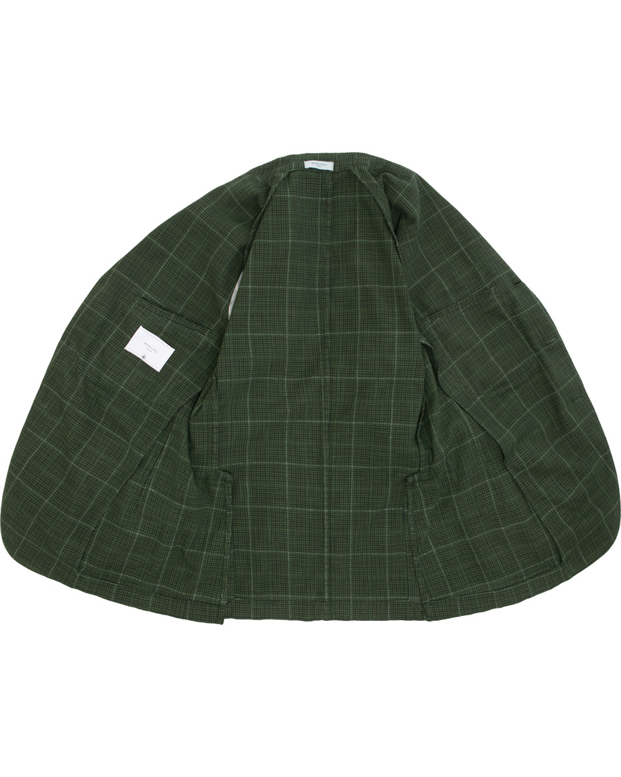 Herr | Kavajer | Boglioli | K Jacket Cotton/Silk Houndstooth Overcheck Blazer Green