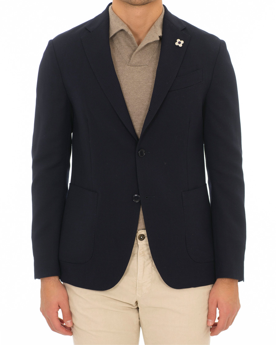 Herr | Kavajer | Lardini | Wool Cotton Travel Blazer Navy