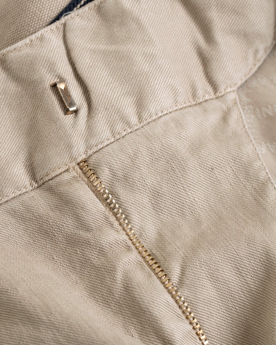 Herr | Byxor | Lardini | Double Pleated Linen Cotton Trousers Beige