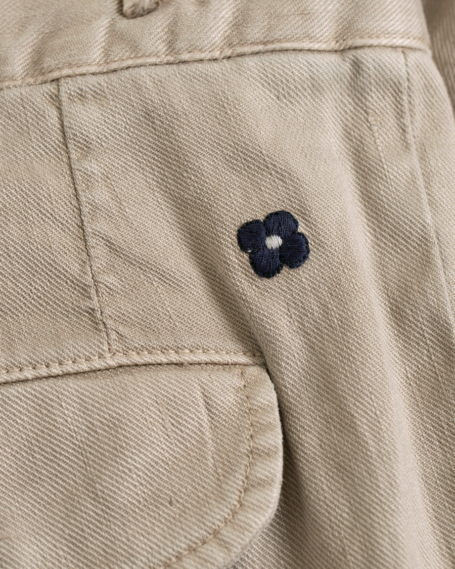 Herr | Byxor | Lardini | Double Pleated Linen Cotton Trousers Beige