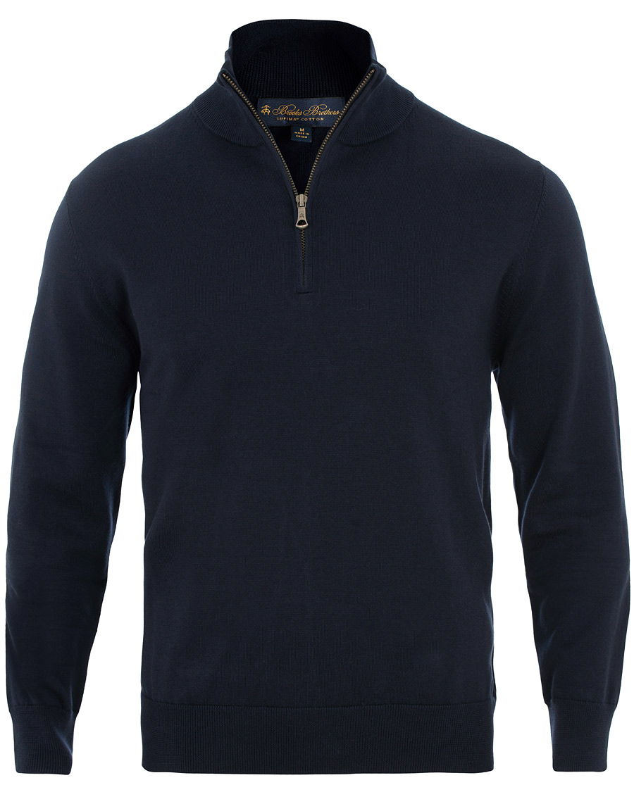 Herr | Tröjor | Brooks Brothers | Cotton Half Zip Sweater Navy