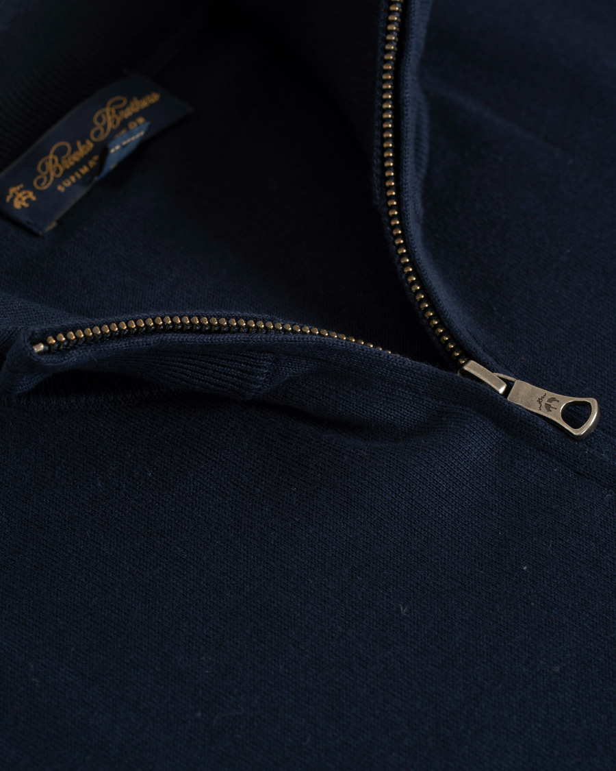Herr | Tröjor | Brooks Brothers | Cotton Half Zip Sweater Navy