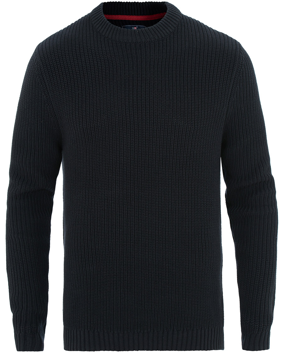 Herr | Tröjor | Lexington | Herman Ribbed Crew Neck Deep Marine Blue