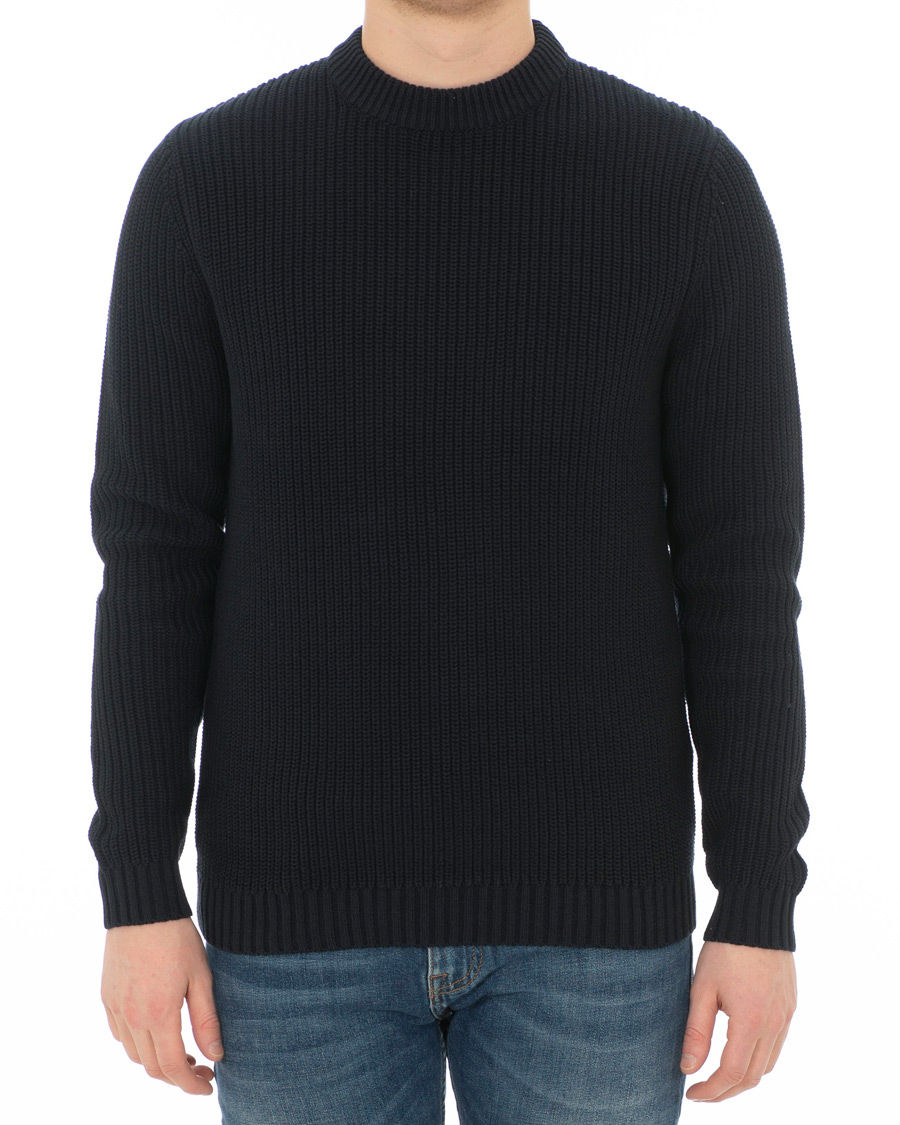 Herr | Tröjor | Lexington | Herman Ribbed Crew Neck Deep Marine Blue