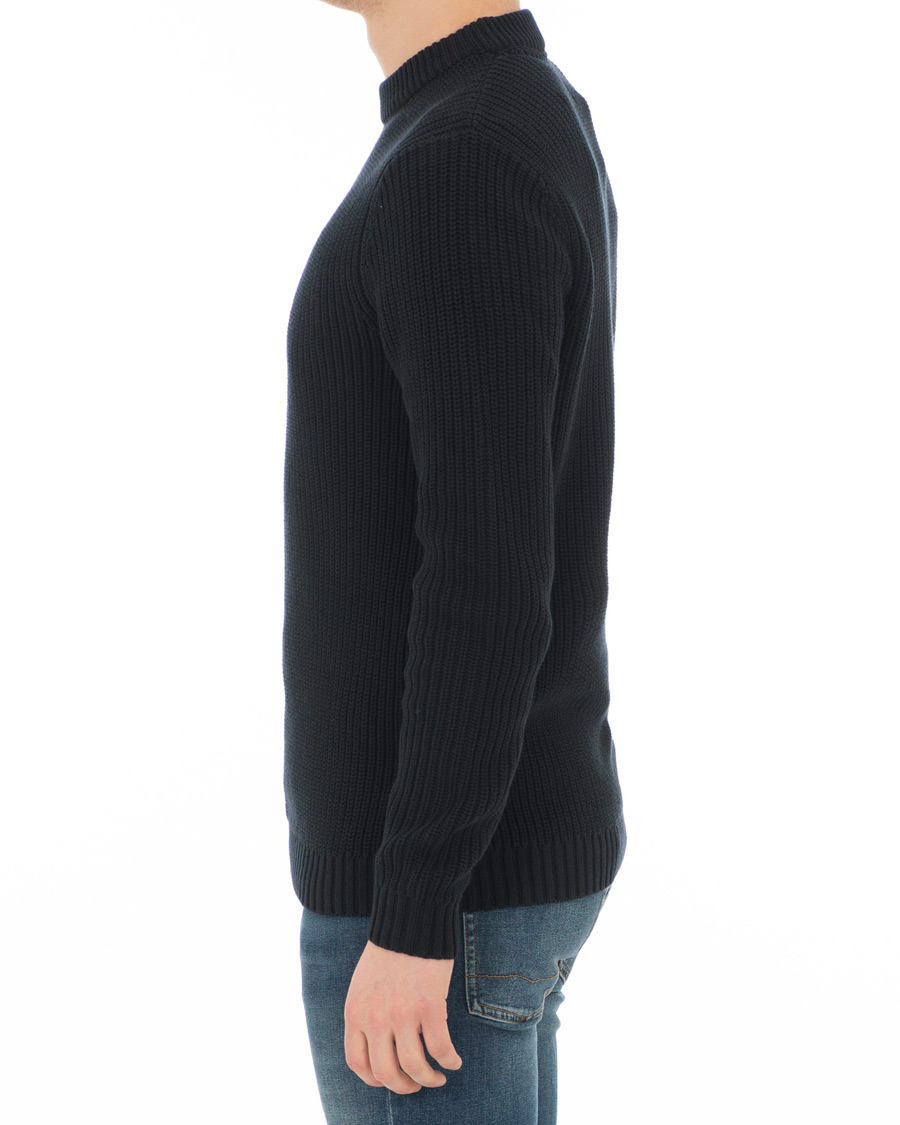 Herr | Tröjor | Lexington | Herman Ribbed Crew Neck Deep Marine Blue