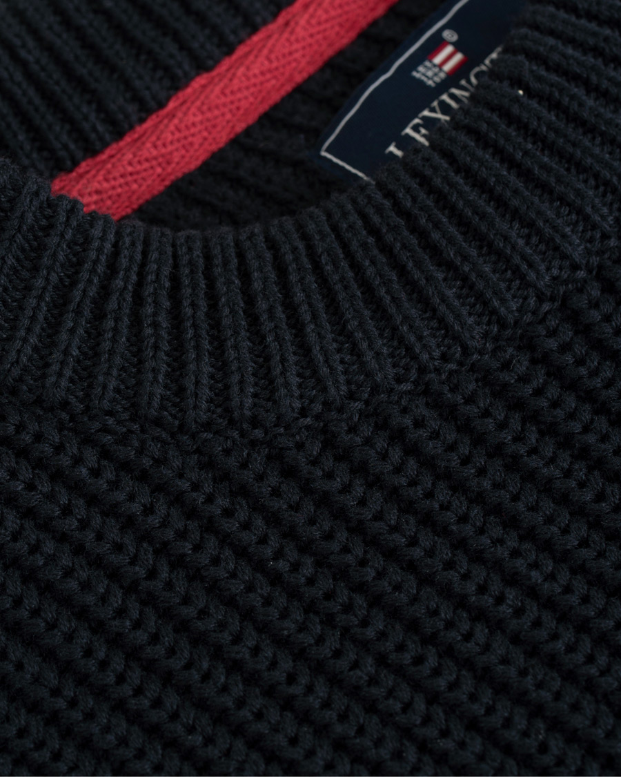 Herr | Tröjor | Lexington | Herman Ribbed Crew Neck Deep Marine Blue